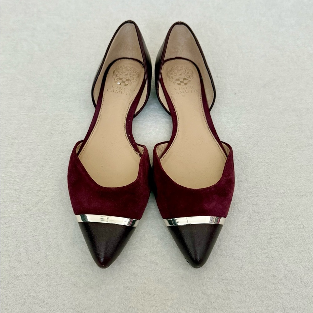 Vince Camuto Plum Suede Pointed Toe Flats - Picture 2 of 8